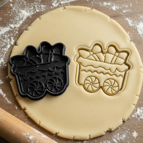 Emporte-piece train de noel en plastique noir - 8 cm