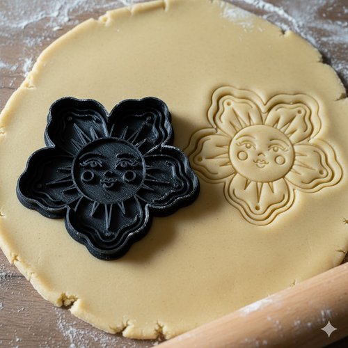 Emporte-piece soleil floral 8 cm - moule a biscuit artisanal
