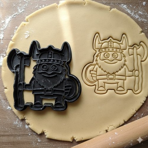 Emporte-piece viking avec hache et bouclier 8cm - moule biscuits