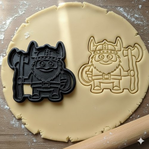 Emporte-piece viking avec hache et bouclier - moule biscuit 8 cm