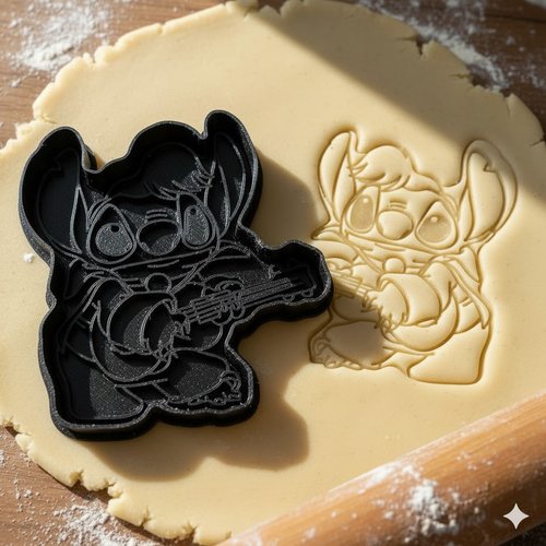 Emporte-pièce stitch avec guitare 8 cm - moule à biscuits artisanal