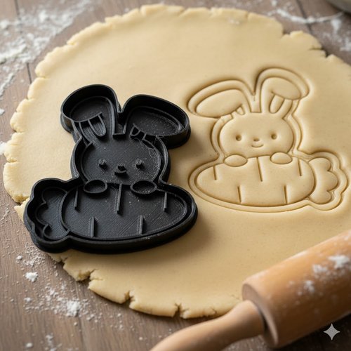 Emporte-pièce lapin carotte 8 cm - moule à biscuits artisanal noir