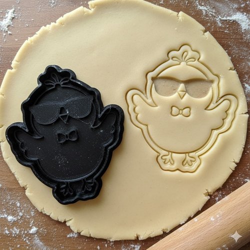 Emporte-piece poussin a lunettes 8 cm - moule biscuit artisanal