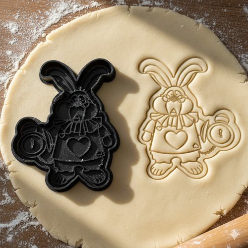 Emporte-pièce lapin d'alice 8cm - moule à biscuits artisanal