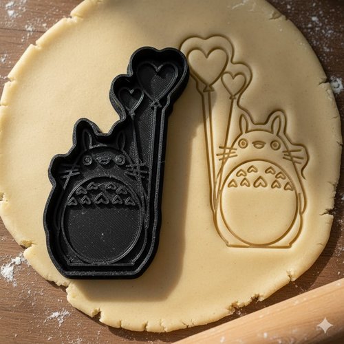 Emporte-piece totoro avec ballons 8 cm pour biscuits et patisserie