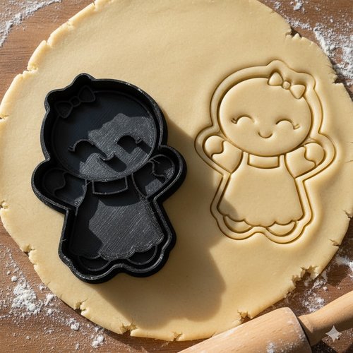 Emporte-piece enfant fille avec noeud - moule biscuit artisanal 8 cm