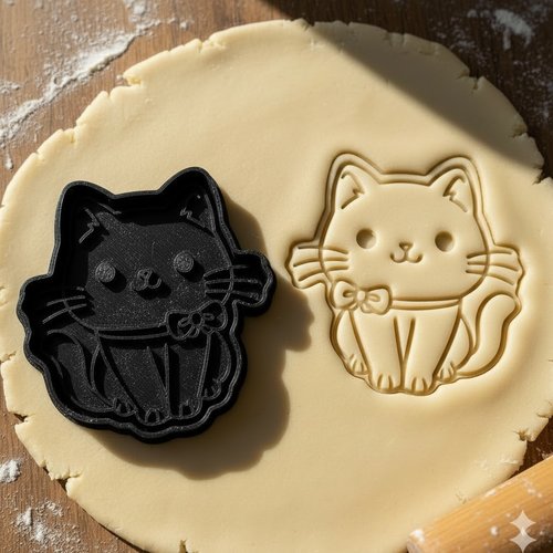 Emporte-piece chat mignon avec noeud papillon - 8 cm - artisanal