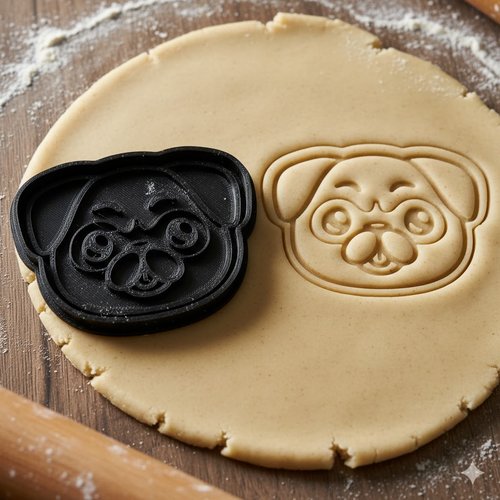 Emporte-piece chien pug - moule a biscuits artisanal 8 cm