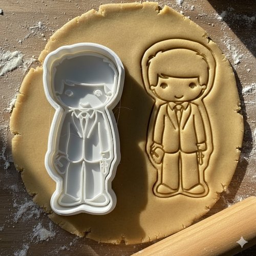 Emporte-piece garcon en costume - moule biscuit mariage 8 cm