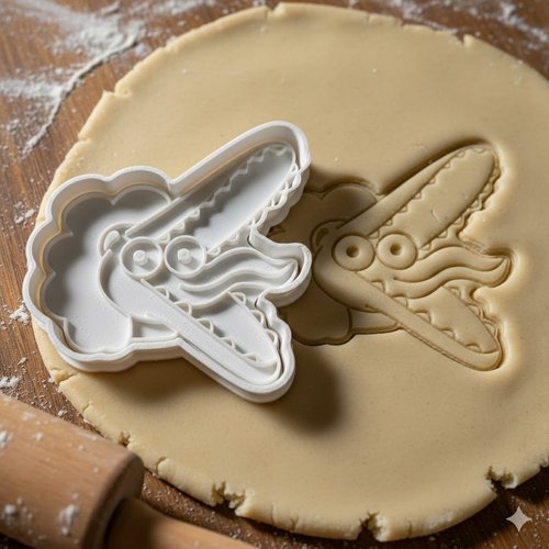 Emporte-piece crocodile rigolo 8 cm - moule biscuit artisanal