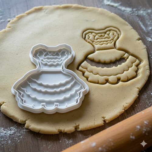 Emporte-pièce robe à volants - moule biscuit pâtisserie 8 cm