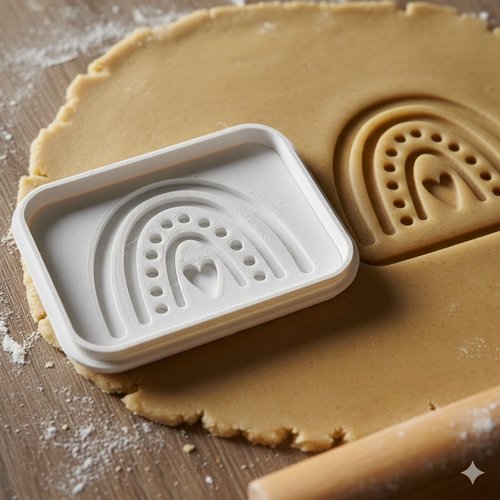 Emporte-piece arc-en-ciel coeur 8 cm - moule biscuit artisanal