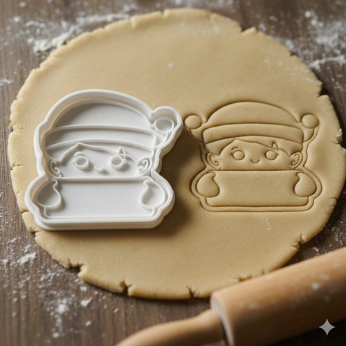 Emporte-piece elfe de noel personnalisable - moule biscuit 8 cm