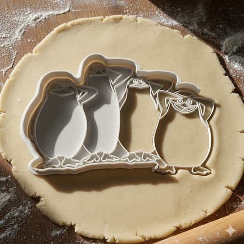 Emporte-piece penguins madagascar pour patisserie artisanale - 8 cm