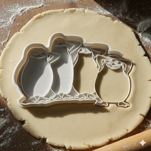 Emporte-piece pingouins de madagascar pour biscuits et patisserie 8cm
