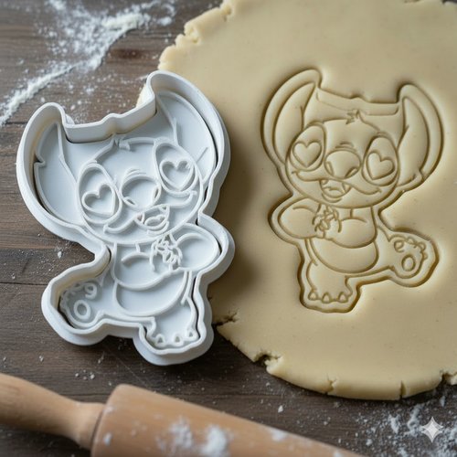 Emporte-piece stitch avec coeurs pour biscuits et patisserie - 8 cm