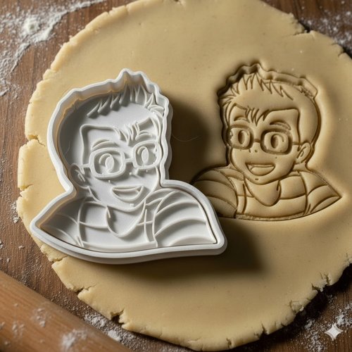 Emporte-pièce manga garçon à lunettes 8 cm - moule biscuit artisanal