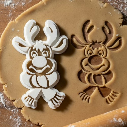 Emporte-piece renne de noel au foulard - moule biscuit artisanal 8 cm