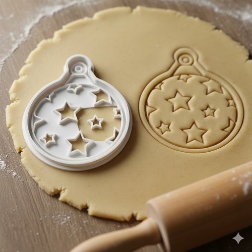 Emporte-piece boule de noel etoiles - moule a biscuit 8 cm
