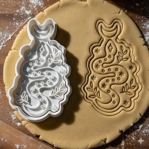 Emporte-piece serpent et lune mystique 8 cm - decoration patisserie