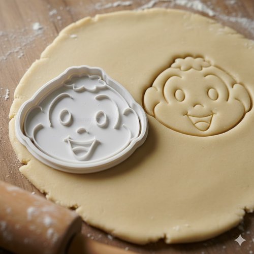 Emporte-piece visage enfant 8 cm - moule biscuit artisanal noir
