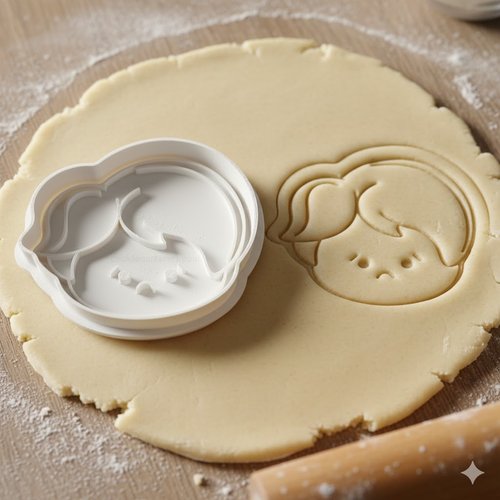 Emporte-piece visage de petite fille - moule biscuit 8 cm