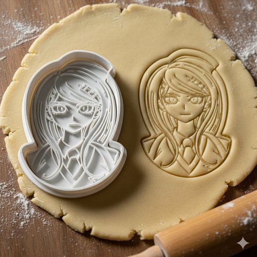 Emporte-pièce manga fille artisanal - moule biscuits 8 cm
