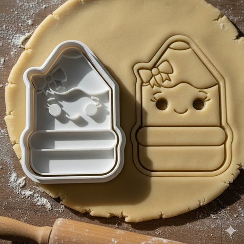 Emporte-piece kawaii crayon avec noeud - moule biscuit 8 cm