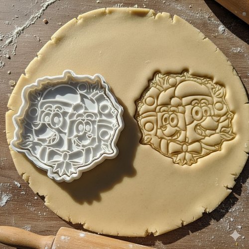 Emporte-piece noel bluey et bingo artisanal 8 cm pour biscuits