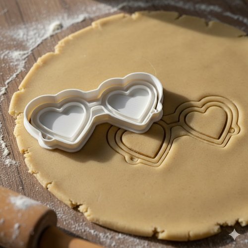 Emporte-pièce lunettes cœur 8 cm - moule à biscuits artisanal noir