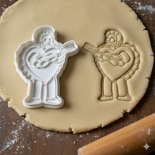 Emporte-piece coeur musicien 8cm - moule a biscuit artisanal