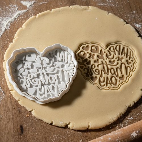 Emporte-piece fete des meres coeur artisanal pour biscuits - 8 cm