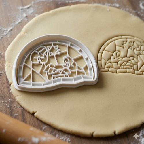 Emporte-pièce nativité vitrail 8 cm - moule à biscuit artisanal noir