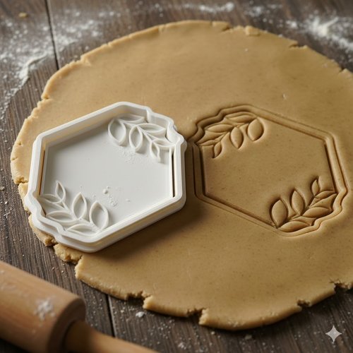 Emporte-piece floral hexagonal 8 cm - moule a biscuit artisanal