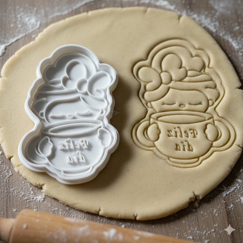 Emporte-piece feliz dia avec tampon pour biscuit artisanal 8 cm