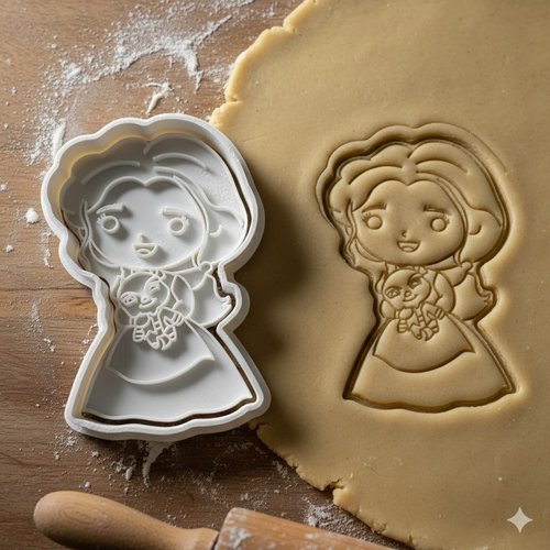 Emporte-piece artisanal princesse et chaton 8 cm - moule a biscuits