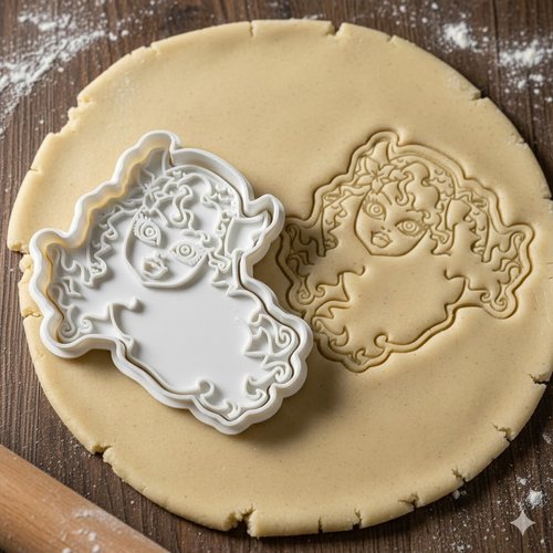 Emporte-piece portrait femme cheveux boucles 8 cm - pâtisserie