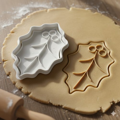 Emporte-piece houx de noel 8 cm - moule biscuits et pate a sucre