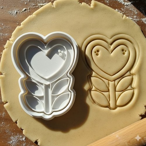 Emporte-piece coeur fleur 8 cm - moule biscuit artisanal