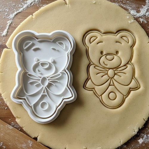 Emporte-piece ours avec noeud - moule biscuit 8 cm artisanat