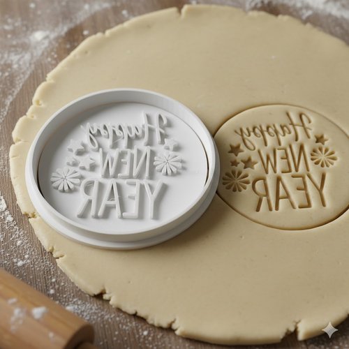 Emporte-piece bonne annee 8cm - moule a biscuits artisanal noir