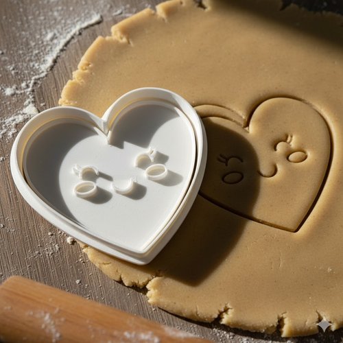 Emporte-piece coeur kawaii 8 cm - moule biscuit artisanal noir