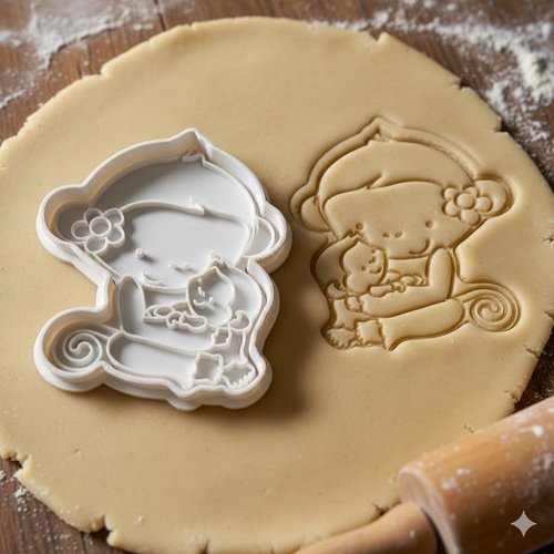 Emporte-pièce singe maman et bébé - moule à biscuit artisanal 8 cm