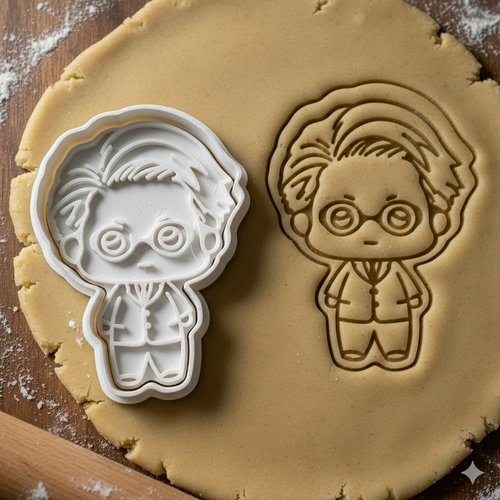 Emporte-pièce chibi homme à lunettes - moule biscuit artisanal 8 cm