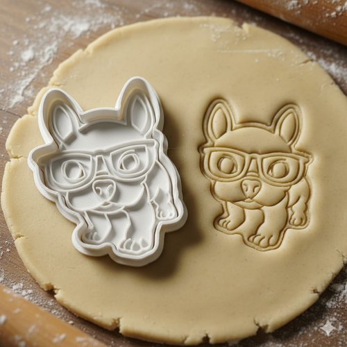 Emporte-pièce bouledogue lunettes 8 cm - moule biscuit artisanal