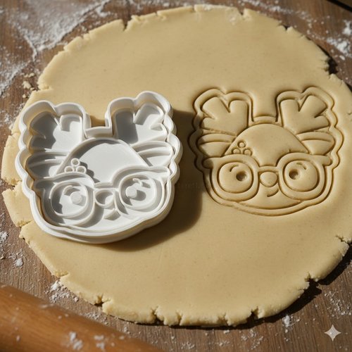 Emporte-pièce rennes de noël à lunettes 8 cm - moule à biscuit artisanal
