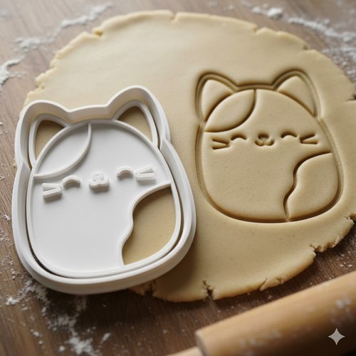 Emporte-piece chat kawai 8 cm moule a biscuit artisanal noir