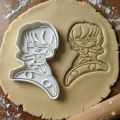 Emporte-piece superheroine sur surf pour biscuits et pate a sucre