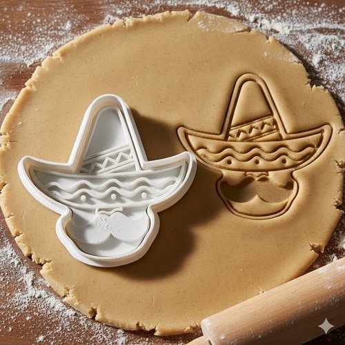 Emporte-pièce sombrero et moustache 8cm - moule à biscuit mexicain