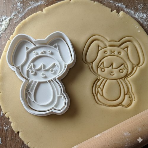 Emporte-piece lapin kawaii 8 cm - moule a biscuit artisanal